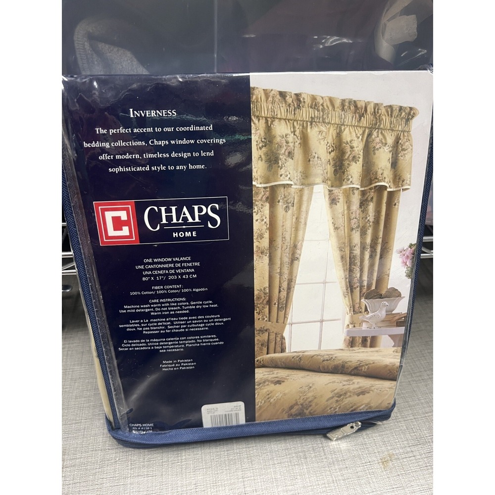 Chaps Home Inverness Valance Floral Tan 80×17 100% Cotton 1 Pc New